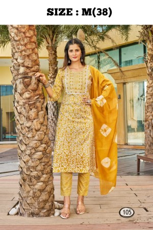 Beautiful Designer Chanderi Silk With Embroidery Work For Kurti Pent Full Set